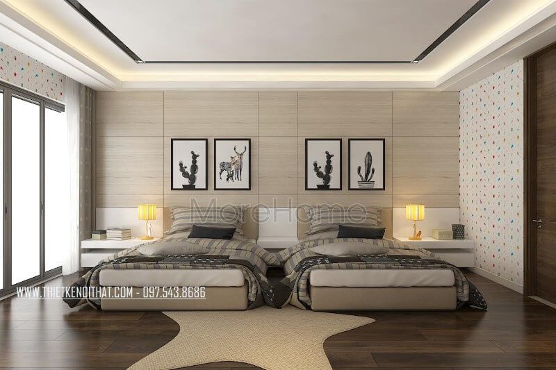 Thiết kế nội thất phòng ngủ dành cho khách ở lại nhà với đầy đủ tiện nghi hiện đại