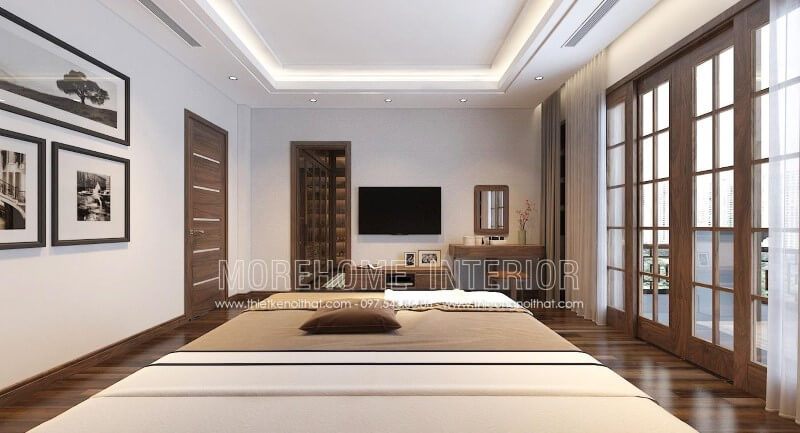 Thiết kế bàn trang điểm hiện đại bằng gỗ óc chó