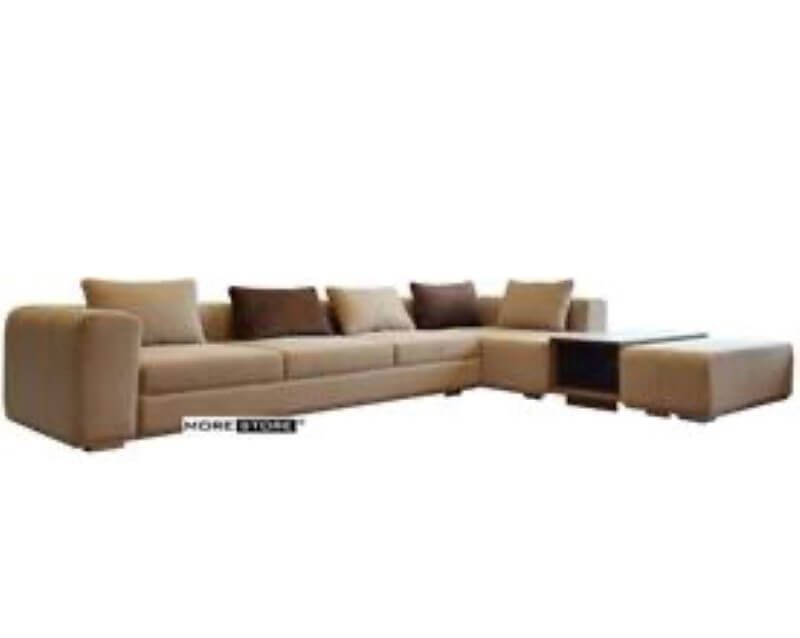 Mẫu sofa góc hiện đại L bọc nỉ nhập khẩu cao cấp kết hợp tab gỗ tao nên sự độc đáo riêng
