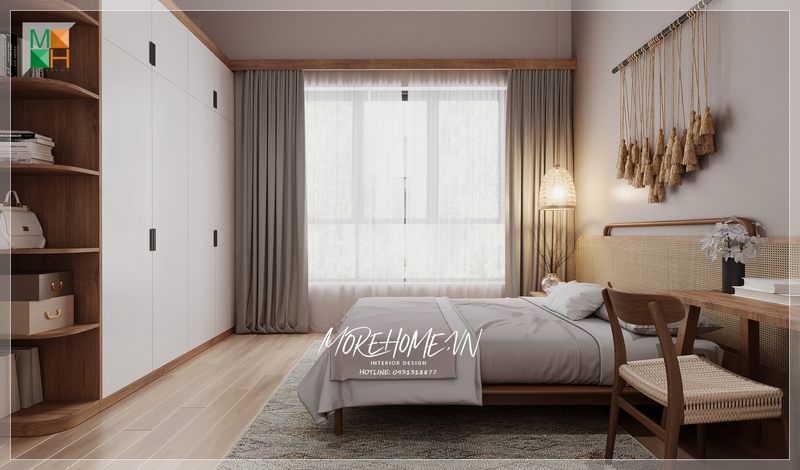 Giường ngủ có chân gỗ tự nhiên sự nghỉ ngơi thư giãn sau một ngày làm việc, học tập của gia chủ.